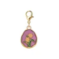 Elegant gold lobster clasp charm featuring purple enamel and orange flower detail - 紫色花卉珐琅款式(LXK-DGB1629) / 1 Piece / Purple