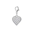 Silver heart pendant charm featuring pavé crystals and lobster clasp for DIY crafts - Silver Rhinestone Heart Style (LXK-MDF738)