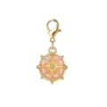 Pink enamel sunburst charm with gold-toned lobster clasp and clear crystal accents - 粉色罗盘罗盘款式(LXK-DGB1668) / 1 Piece / Pink