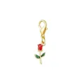Elegant red rose flower charm with lobster clasp in polished gold finish for jewelry - Red Rose Flower Style (LXK-WU01)