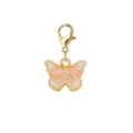 Delicate pink and white enamel butterfly charm with a golden lobster clasp for DIY jewelry - 蝴蝶造型款式(LXK-DGB1684) / 1 Piece / Pink and White
