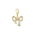 Sparkling gold-plated bow charm with clear rhinestones and secure lobster clasp - Gold Rhinestone Bowknot (LXK-WU02)