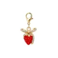 Gold-tone strawberry charm with red enamel and crystal bow detail for DIY jewelry making - 草莓蝴蝶结款式(LXK-DGB1705) / 1 Piece / Red