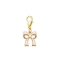 Elegant pink enamel bow charm with golden lobster clasp for DIY bracelets and necklaces - Pink Bowknot Style (LXK-WU03)