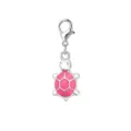 Schattige schildpad hanger met roze emaille en karabijnsluiting voor DIY sieraden maken - Roze Schildpad met Schild Stijl (LXK-WU14)
