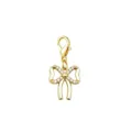 Elegant gold-plated bow pendant charm with sparkling crystals and lobster clasp closure - Gold Hollow Rhinestone Bowknot Style (LXK-WU05)