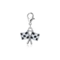 Checkered racing flag charm pendant with silver lobster clasp for DIY jewelry - Racing Checkered Flag (LXK-DGB426) / 1 Piece / Silver