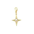 Elegant gold four-pointed star charm with central pearl and secure lobster clasp - Gold Cross Star Artificial Pearl Style (LXK-WU06)