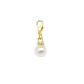 Elegant gold lobster clasp charm featuring a white pearl and sparkling rhinestone accents - Gold Rhinestone Artificial Pearl Style (LXK-WU07)