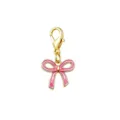 Elegant pink enamel bow charm with gold-plated lobster clasp for DIY jewelry making. - Pink Bowknot Style (LXK-WU08)