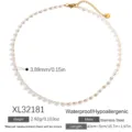 Elegante collana di perle in acciaio inossidabile, ipoallergenica e impermeabile - Stile Perla Artificiale Vintage (XL32181) / 40+5cm / Bianco