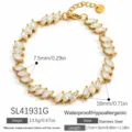 Pulsera de acero inoxidable bañada en oro con circonitas cúbicas talla marquesa - Pulsera (SL41931G) / Dorado