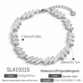 Elegante pulsera de acero inoxidable con circonita marquesa, impermeable y hipoalergénica - Pulsera (SL41931S) / Plateado