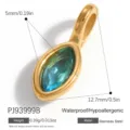 Goldplattierter Marquise-Geburtsstein-Anhänger aus Edelstahl für DIY-Schmuck - Smaragd-Marquise (PJ93999B)