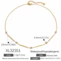 Elegante collar de acero inoxidable chapado en oro con circonitas y barras XL32351 - Estilo Circonia Incrustada en Tubo Metálico (XL32351)
