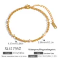 Bracciale a catena in acciaio inossidabile placcato oro con zirconi cubici rotondi donna - Stile Oro (SL41795G)