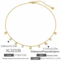 Collar de bolas de acero inoxidable dorado con estrellas de circón y medidas - Estilo Circonia Estrella y Redonda (XL32336)