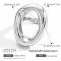 Exaggerated geometric stainless steel ring in silver finish with product dimensions - Geometric Irregular Ring Style (JZ21735) / 23.9g / Silver