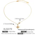 Gold plated stainless steel necklace with sparkling eight-pointed star charms for women - Snowflake Starburst Style (XL32279)