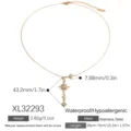 Gold plated stainless steel necklace with sparkling star pendant and adjustable chain - Full Rhinestone Star Pendant Necklace (XL32293)