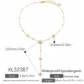 Gold-plated stainless steel star Y-necklace, waterproof and hypoallergenic jewelry - Layered Y-Shaped Star Necklace (XL32387)