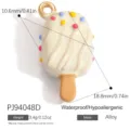 Cute cream popsicle pendant charm with colorful sprinkles and gold loop - Ice Cream Style (PJ94048D) / 10.6x18.8mm / Milky White