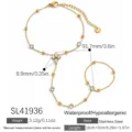 Handkette Armband Ring aus vergoldetem Edelstahl mit Kreuz und Zirkonia für Damen - Handschmuck Armband (SL41936)