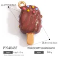 Detailed chocolate popsicle jewelry pendant with colorful sprinkles, made of alloy - Ice Cream Style (PJ94048E) / 10.6x18.8mm / Chocolate