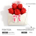 Red rose bouquet envelope pendant charm in hypoallergenic alloy for DIY jewelry - Red Rose Envelope Style (PJ94703A) / 15.7x11.8mm / Red