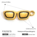 Gold-plated stainless steel sunglasses shaped pendant charm for DIY jewelry making - Black Enamel Sunglasses Style (PJ92087B)