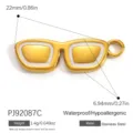 Gold-plated sunglasses shaped stainless steel pendant charm with white enamel inlay detail - White Enamel Sunglasses Style (PJ92087C)