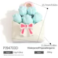 Sweet light blue flower bouquet envelope charm pendant in vibrant dopamine colors - Blue Rose Envelope Style (PJ94703D)