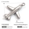 Detailed polished stainless steel airplane pendant charm for DIY jewelry making - Silver Airplane Style (PJ93689S)