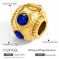Elegante distanziatore in acciaio inossidabile dorato con cristalli blu per gioielli fai-da-te - Stile Perlina Abaco Geometrico (PJ94700E)