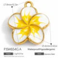 Yellow and white enamel frangipani flower pendant made of durable stainless steel - Gold Edged White Yellow Plumeria Style (PJ94654GA)