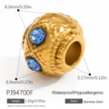 Distanziatore in acciaio inossidabile dorato con strass blu per creazione gioielli DIY - Stile Perlina Abaco Geometrico (PJ94700F)