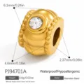 Distanziatore in acciaio inossidabile dorato con cristallo per gioielli fai da te - Stile Perlina Tamburo Geometrico (PJ94701A)