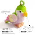 Colorful parrot bird charm DIY jewelry accessory with measurement data and alloy finish. - Parrot Style (PJ94704E)