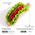 Vibrant enamel taco shaped pendant charm accessory made of gold finish alloy metal - Food Style (PJ94705A)