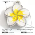 Yellow and white gradient enamel Plumeria flower pendant made of durable stainless steel - Steel Color White Yellow Plumeria Enamel Style (PJ94654SA)