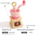 Cute pink and cream miniature hand coffee grinder charm made of waterproof alloy metal - Coffee Grinder Style (PJ94707A)