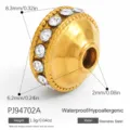 Distanziatore in acciaio inossidabile dorato con strass per creazioni di gioielli - Stile Perlina Tamburo Piatto Geometrico (PJ94702A)