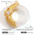 Gold-plated stainless steel circular pendant with a clear square stone and white ring - Gold Ring With Clear Zirconia Style (PJ94655A)