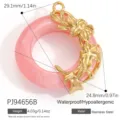Pink gradient stainless steel hibiscus flower ring pendant for jewelry making - Plumeria Relief Pink Ring Style (PJ94656B)
