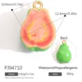 Realistic guava fruit shape alloy pendant for DIY jewelry in pink and green - Guava Style (PJ94710)