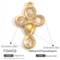Golden stainless steel cross pendant with clear crystals for DIY jewelry making - Gold Cross With Clear Zirconia (PJ94658)