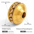 Distanziatore in acciaio inossidabile dorato con cristalli per creazione di gioielli fai-da-te - Stile Perlina Tamburo Piatto Geometrico (PJ94702G)
