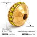 Distanziatore in acciaio inossidabile dorato con strass gialli per gioielli DIY. - Stile Perlina Tamburo Piatto Geometrico (PJ94702H)
