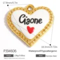 Stainless steel heart pendant jewelry accessory with gold trim and Ciaone engraving - Heart Ciaone Print Style (PJ94606)