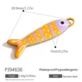 Edelstahl Fischanhänger mit gelben und lila Streifen und weißen Punkten Muster - Gelb-Violett Punktfisch (PJ94636) / 1 Stück